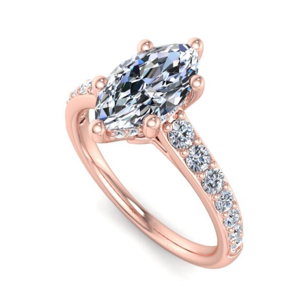 blair - side stone engagement ring with 14k rose gold metal and marquise shape diamond blair - side stone engagement ring with 14k rose gold metal and marquise shape diamond