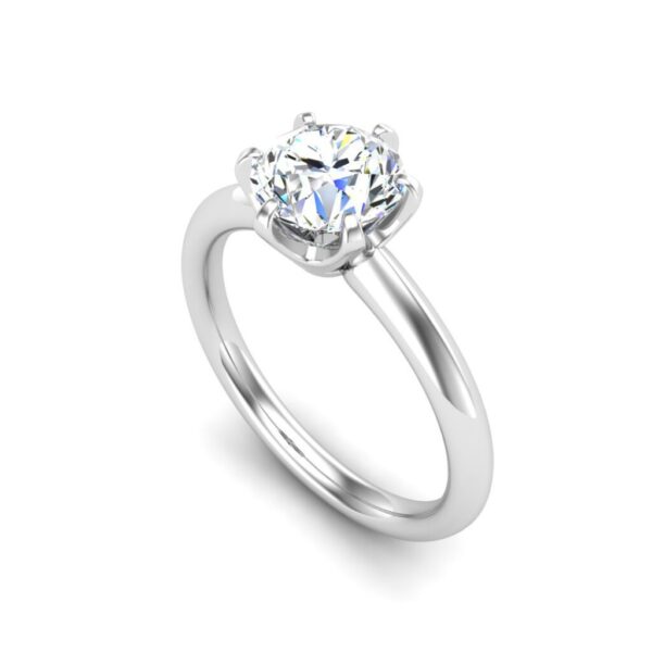 lily - engagement ring with 18k white gold metal and round shape diamond