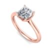 rose - solitaire engagement ring with 14k rose gold metal and princess shape diamond