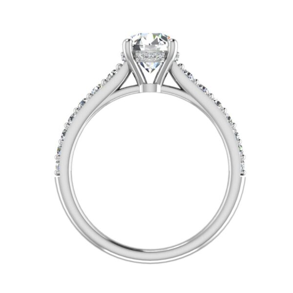 blair - side stone engagement ring with 18k white gold metal and round shape diamond