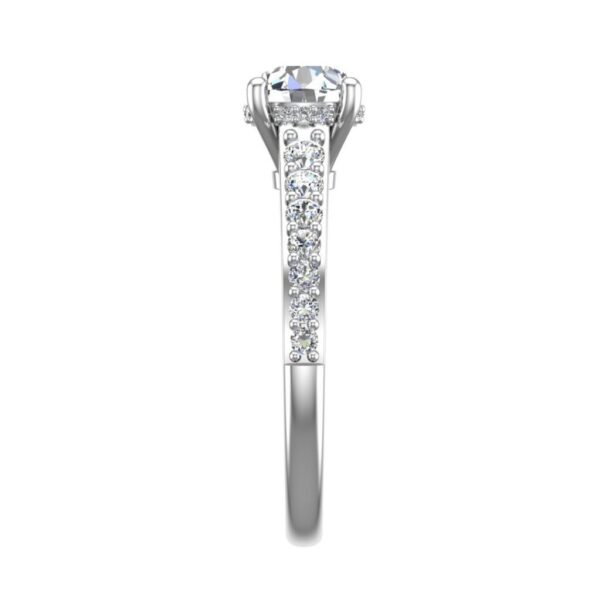 blair - side stone engagement ring with 18k white gold metal and round shape diamond