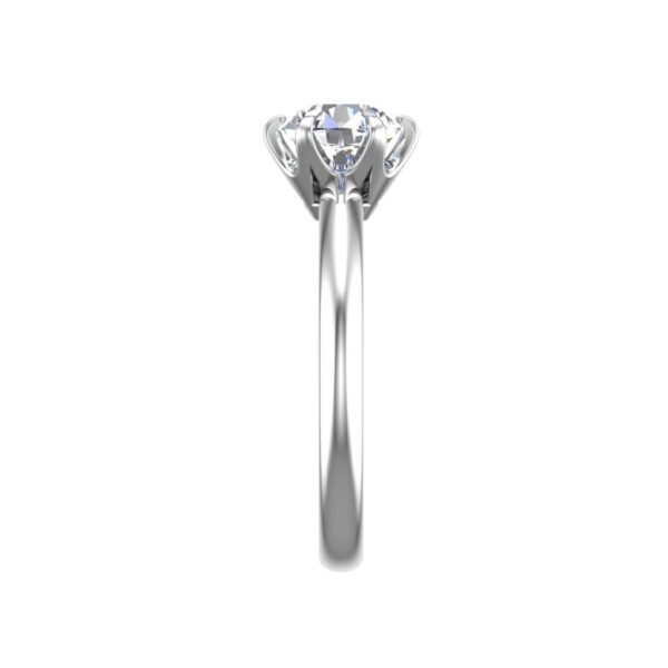lily - engagement ring with 18k white gold metal and round shape diamond