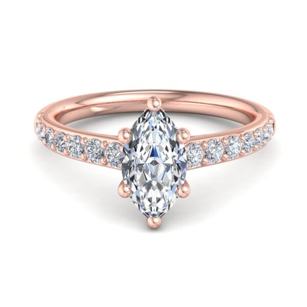 blair - side stone engagement ring with 14k rose gold metal and marquise shape diamond blair - side stone engagement ring with 14k rose gold metal and marquise shape diamond