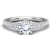blair - side stone engagement ring with 18k white gold metal and round shape diamond