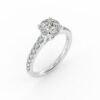 blair - side stone engagement ring with 18k white gold metal and round shape diamond