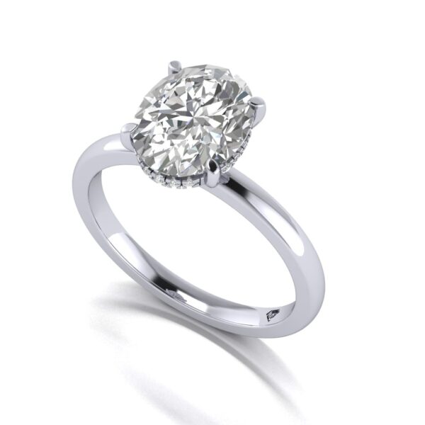 nora - engagement ring with platinum metal and oval shape diamond