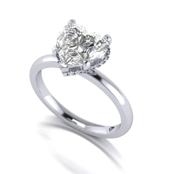 avery - engagement ring with platinum metal and heart shape diamond