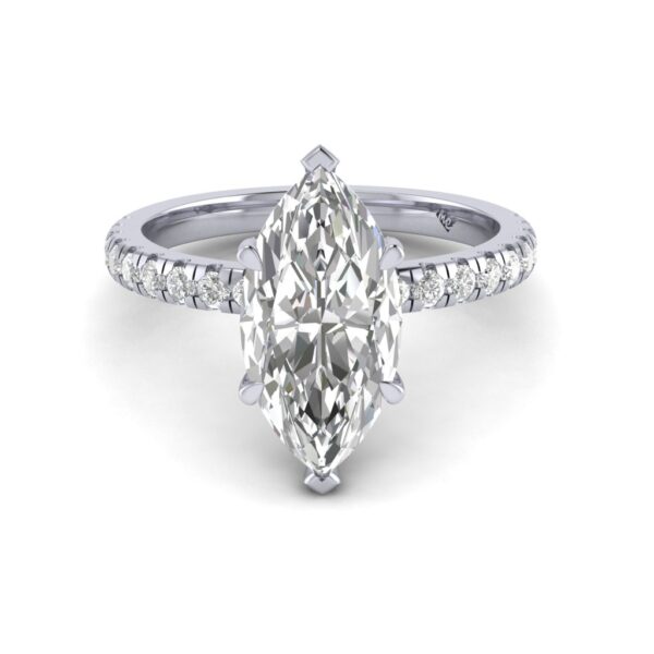 esme - engagement ring with platinum metal and marquise shape diamond