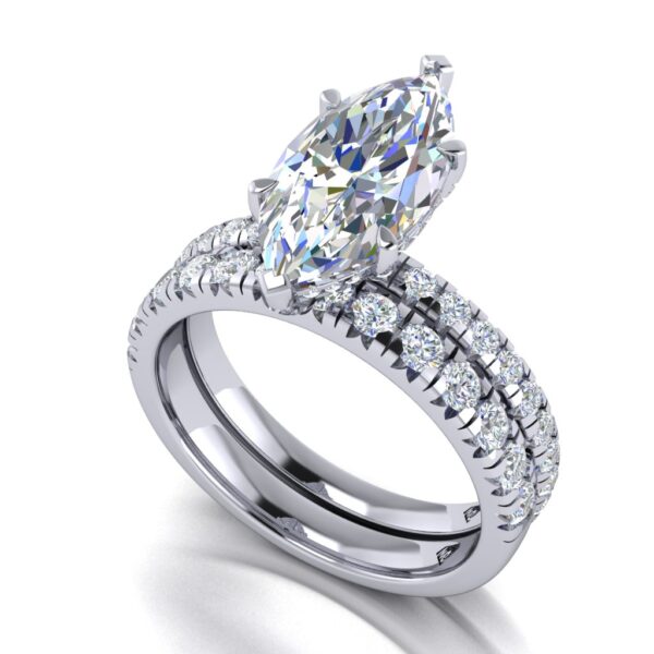 esme - engagement ring with platinum metal and marquise shape diamond