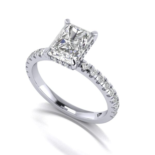lacie - engagement ring with platinum metal and radiant shape diamond