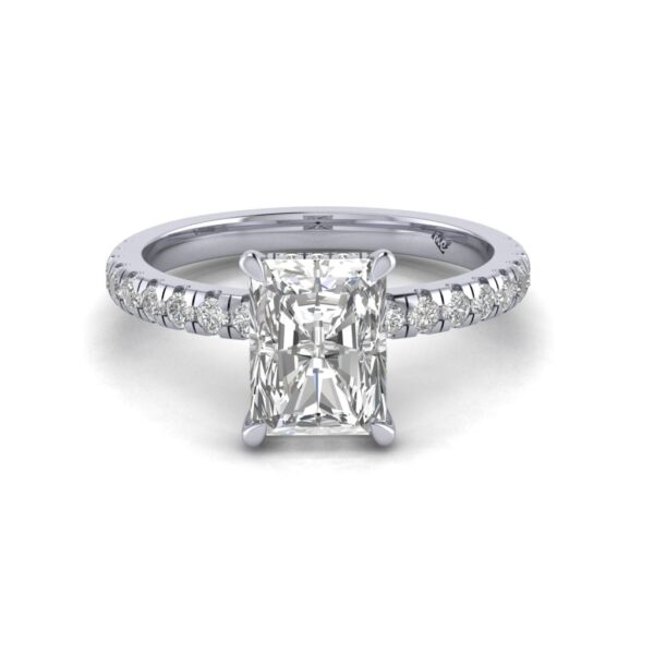 lacie - engagement ring with platinum metal and radiant shape diamond