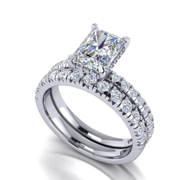 lacie - engagement ring with platinum metal and radiant shape diamond