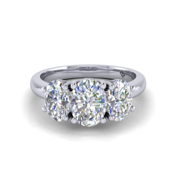april - engagement ring with platinum metal and oval shape diamond