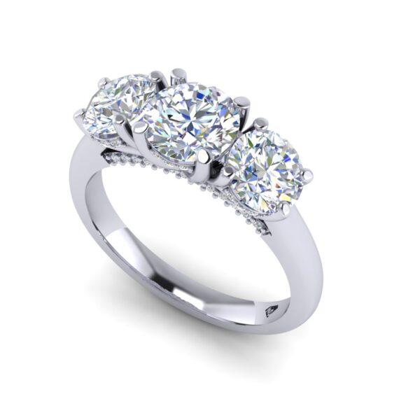 audrey - engagement ring with 14k white gold metal and round shape diamond