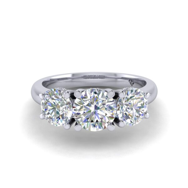 audrey - engagement ring with 14k white gold metal and round shape diamond