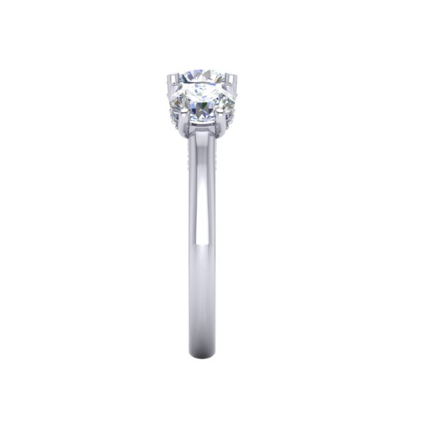 audrey - engagement ring with 14k white gold metal and round shape diamond