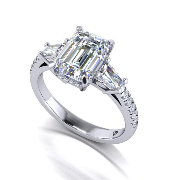 evie - engagement ring with platinum metal and emerald shape diamond