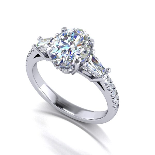 cleo - engagement ring with 18k white gold metal and oval shape diamond