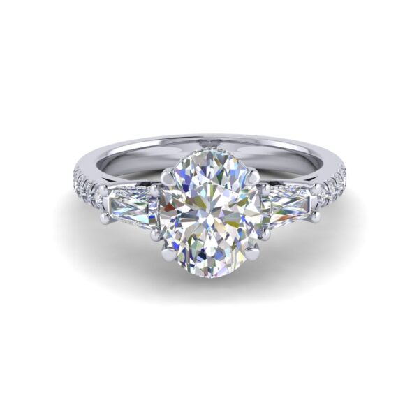 cleo - engagement ring with 18k white gold metal and oval shape diamond