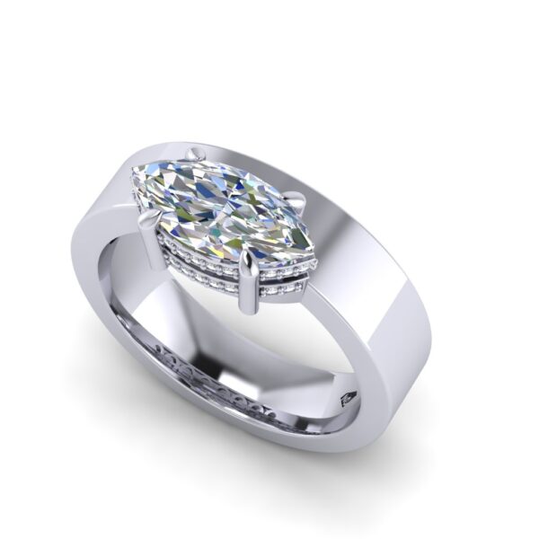 thea - engagement ring with 18k white gold metal and marquise shape diamond thea - engagement ring with 18k white gold metal and marquise shape diamond