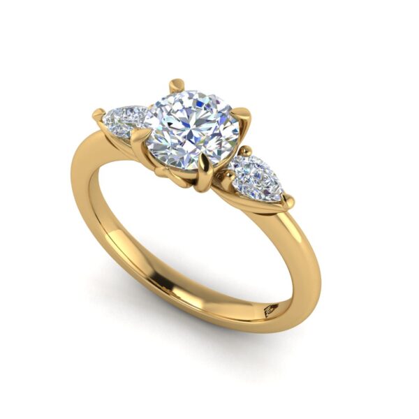 peta - engagement ring with 14k yellow gold metal and round shape diamond