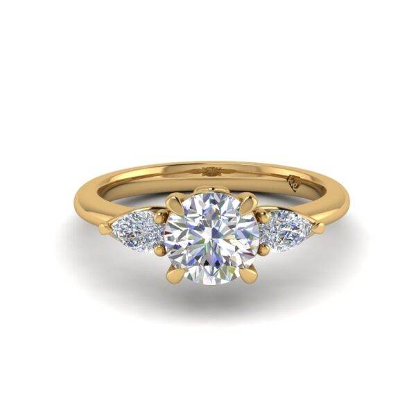 peta - engagement ring with 14k yellow gold metal and round shape diamond