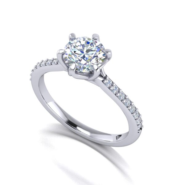 lisa - engagement ring with platinum metal and round shape diamond