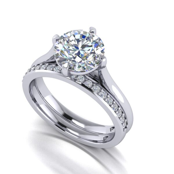 milla - engagement ring with platinum metal and round shape diamond
