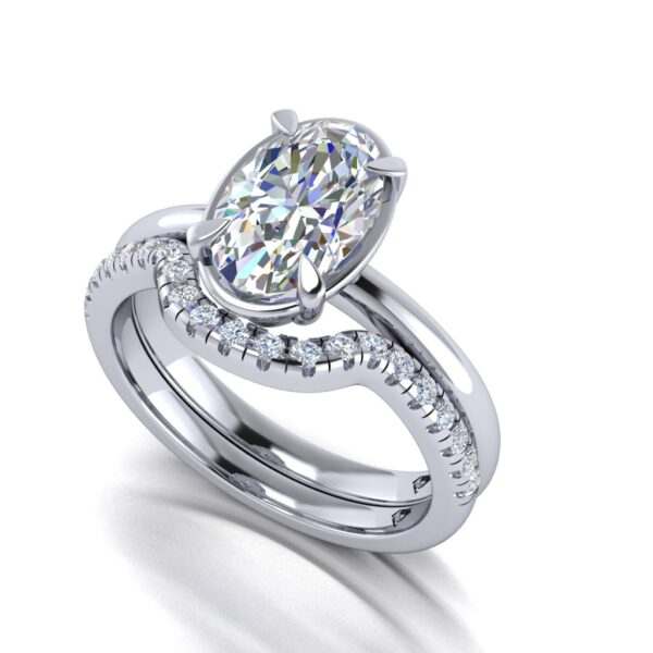 yasmin - engagement ring with platinum metal and oval shape diamond