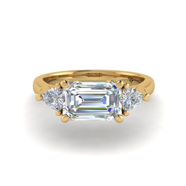 macy - engagement ring with 14k yellow gold metal and emerald shape diamond
