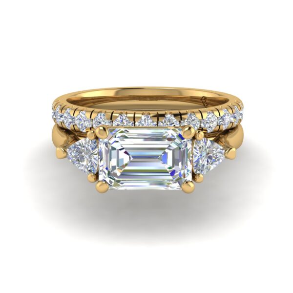 macy - engagement ring with 14k yellow gold metal and emerald shape diamond