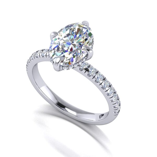 lola - engagement ring with platinum metal and oval shape diamond