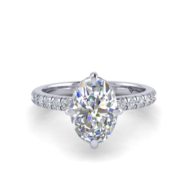 lola - engagement ring with platinum metal and oval shape diamond