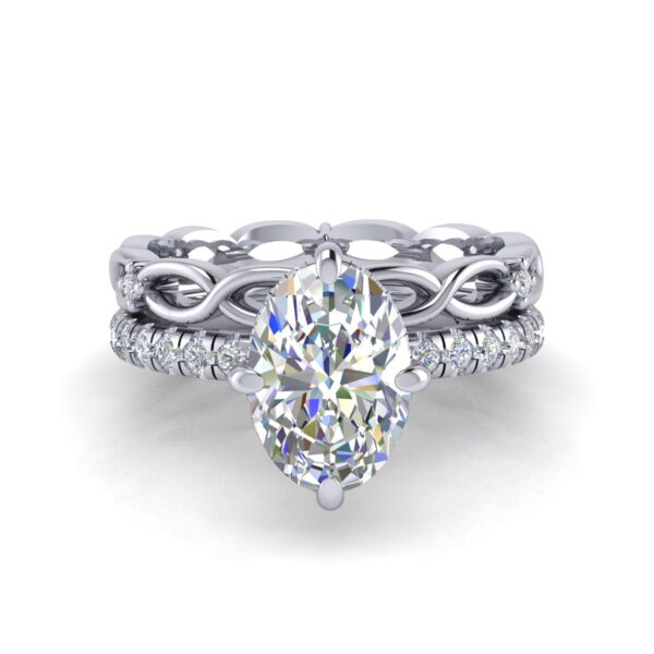 lola - engagement ring with platinum metal and oval shape diamond
