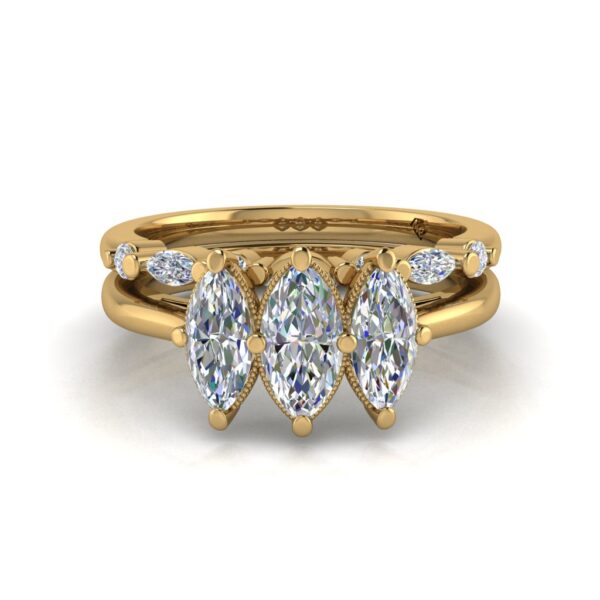 kristine - engagement ring with 14k yellow gold metal and marquise shape diamond