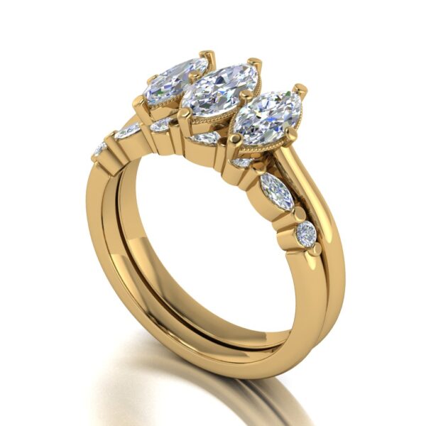 kristine - engagement ring with 14k yellow gold metal and marquise shape diamond