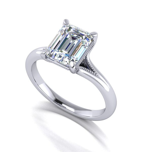 eliza - engagement ring with platinum metal and emerald shape diamond