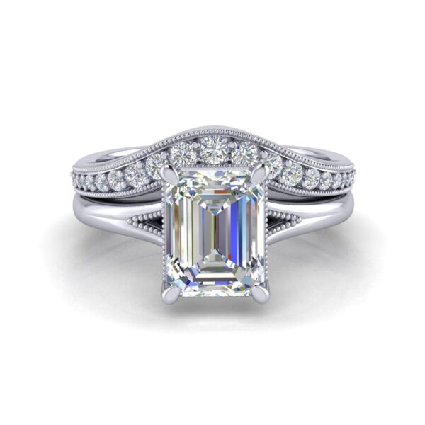eliza - engagement ring with platinum metal and emerald shape diamond