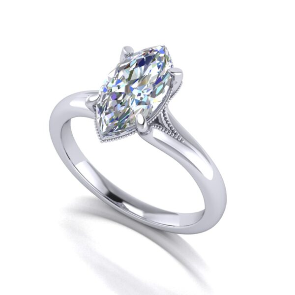 jade - engagement ring with platinum metal and marquise shape diamond