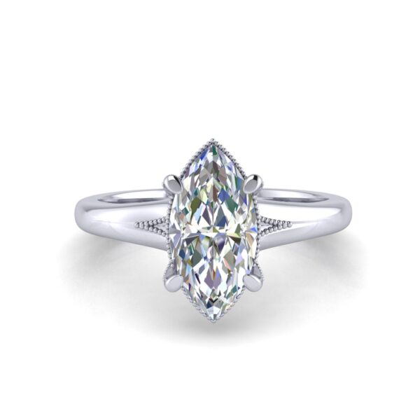 jade - engagement ring with platinum metal and marquise shape diamond