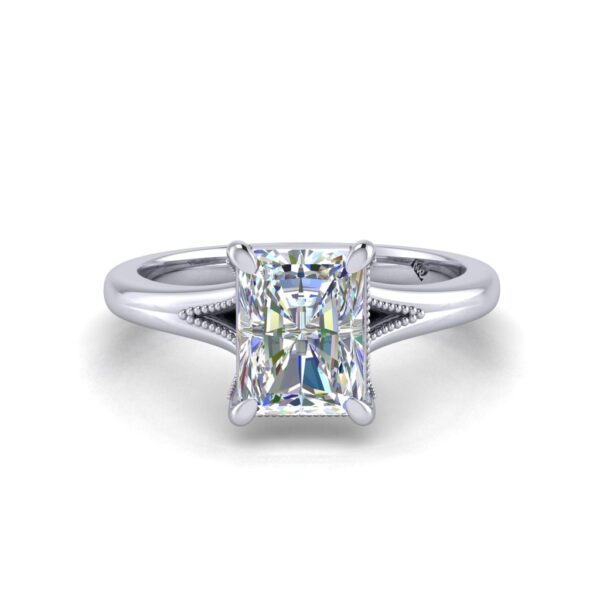 tegan - engagement ring with platinum metal and radiant shape diamond