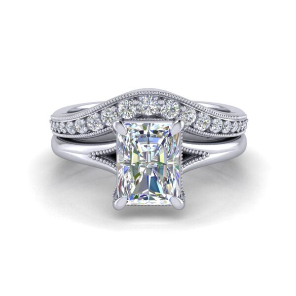 tegan - engagement ring with platinum metal and radiant shape diamond