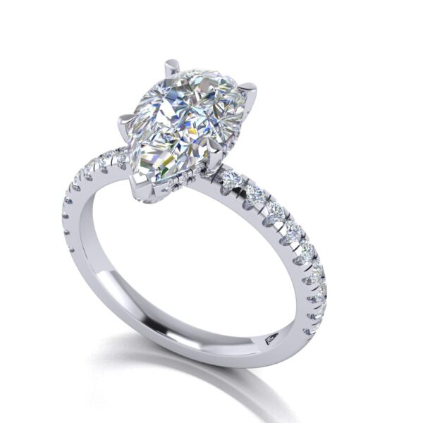 paris - engagement ring with platinum metal and pear shape diamond