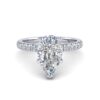 paris - engagement ring with platinum metal and pear shape diamond