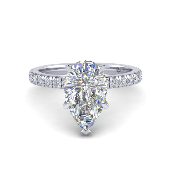 paris - engagement ring with platinum metal and pear shape diamond
