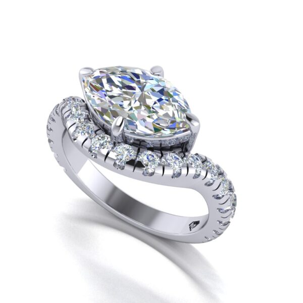 kim - engagement ring with platinum metal and marquise shape diamond