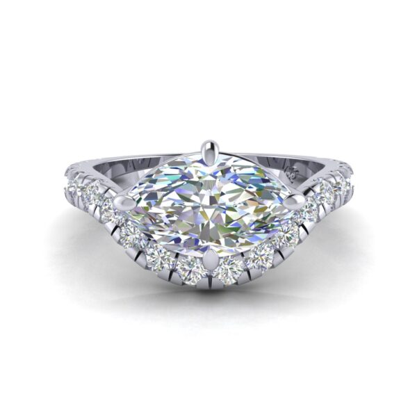 kim - engagement ring with platinum metal and marquise shape diamond