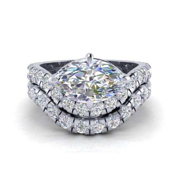 kim - engagement ring with platinum metal and marquise shape diamond