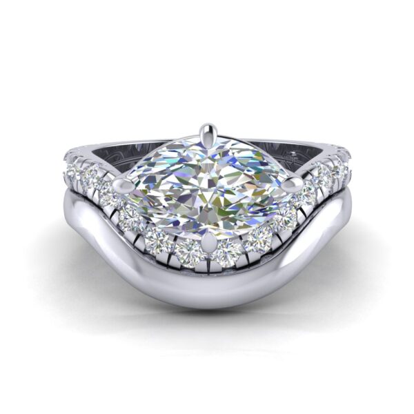 kim - engagement ring with platinum metal and marquise shape diamond