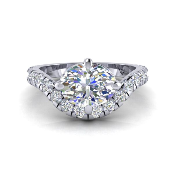 ava - engagement ring with platinum metal and oval shape diamond
